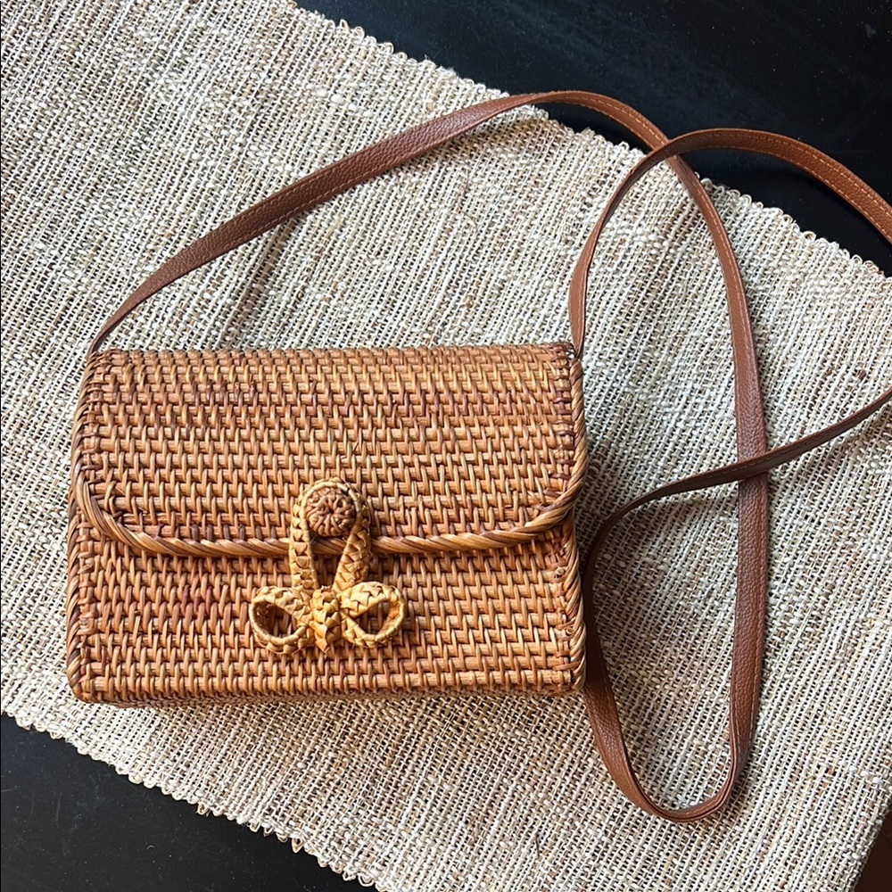 Brown Woven Crossbody Bag